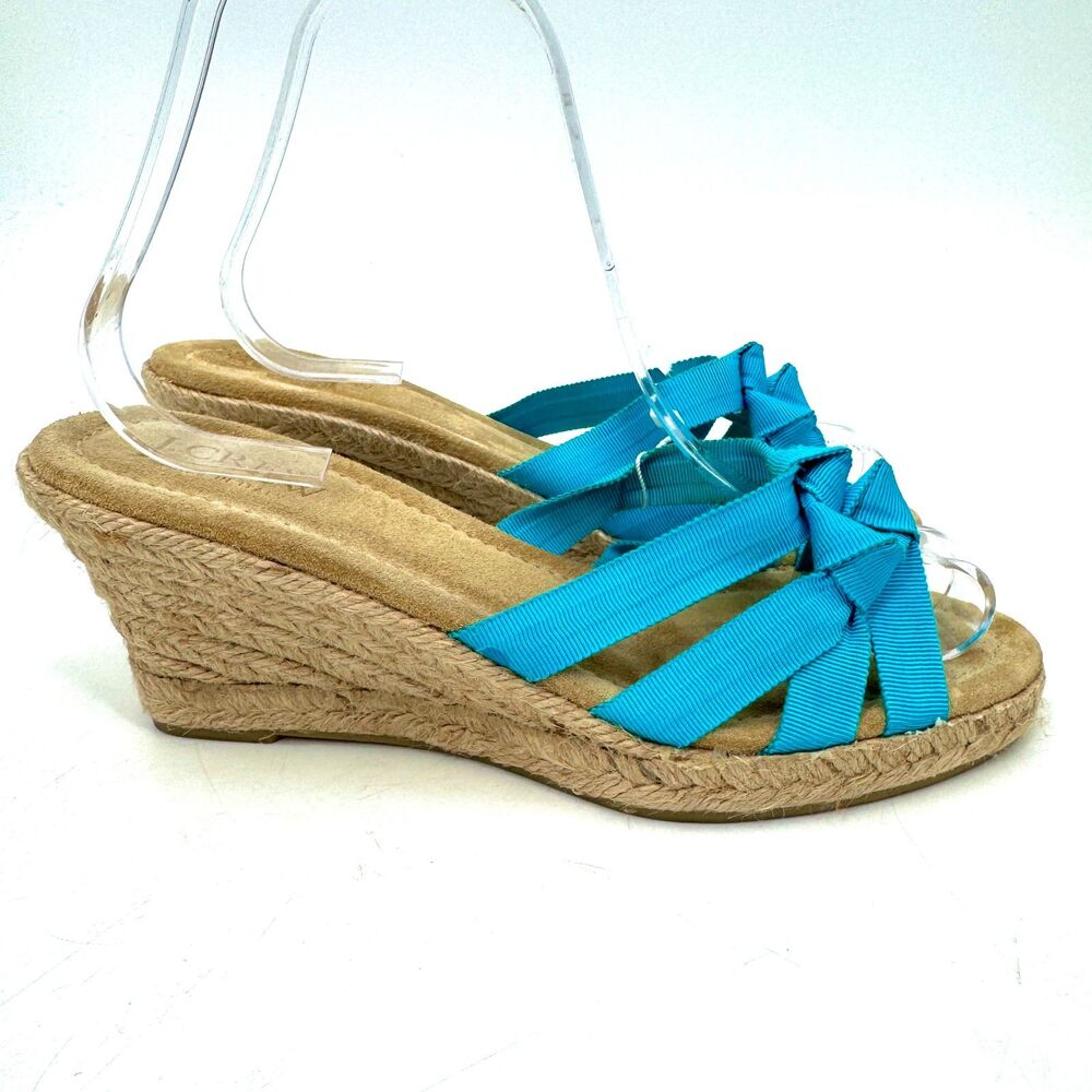 NWOB J. CREW Teal Strappy Espadrille Wedges Sandals Size 7
